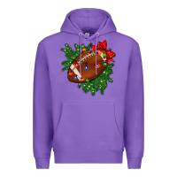 Purple american football christmas with lights and ribbon Premium Hoodie - FaDigitalArtStudio