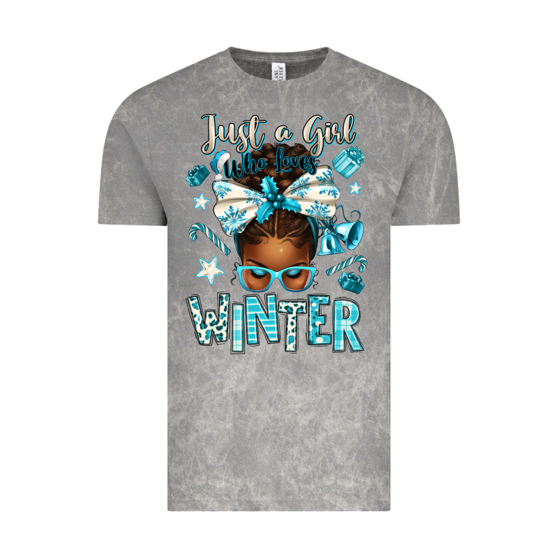 Just A Girl Who Loves Winter Afro Messy Bun Vintage Tee by texasbilliewilder | Teevron