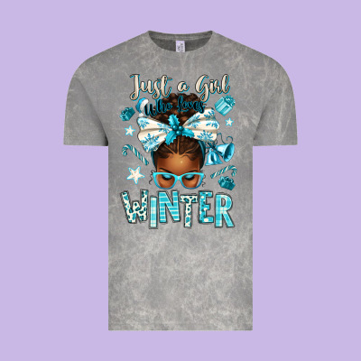 Just A Girl Who Loves Winter Afro Messy Bun Vintage Tee Designed By Texasbilliewilder