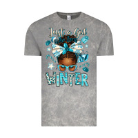 Cloud Rock just a girl who loves winter afro messy bun Vintage Tee - texasbilliewilder