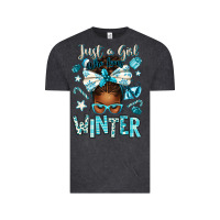 Vintage Black just a girl who loves winter afro messy bun Vintage Tee - texasbilliewilder