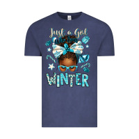 Vintage Denim just a girl who loves winter afro messy bun Vintage Tee - texasbilliewilder