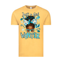 Vintage Mustard just a girl who loves winter afro messy bun Vintage Tee - texasbilliewilder