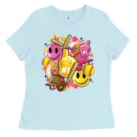 Baby Blue retro softball Ladies Tee - Artiststas