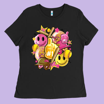 Retro Softball Ladies Tee Designed By Artiststas