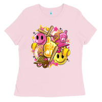 Bubblegum Pink retro softball Ladies Tee - Artiststas