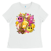 White retro softball Ladies Tee - Artiststas