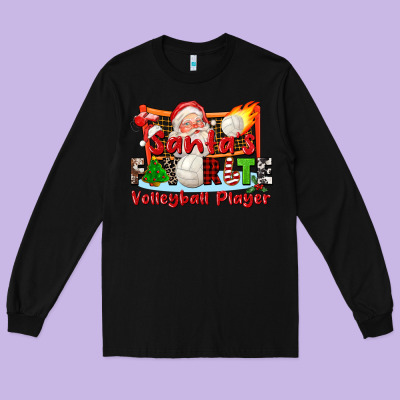 Santas Favorite Volleyball Player Long Sleeve Tee Designed By Cowgirlartshop