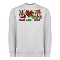 Peace Love Day Of The Dead Heavyweight Sweatshirt | Teevron