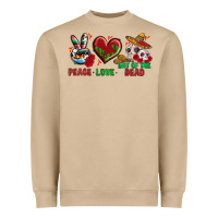 Mushroom Peace Love Day Of The Dead Heavyweight Sweatshirt - BundleAndBundleShop