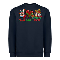 Navy Peace Love Day Of The Dead Heavyweight Sweatshirt - BundleAndBundleShop