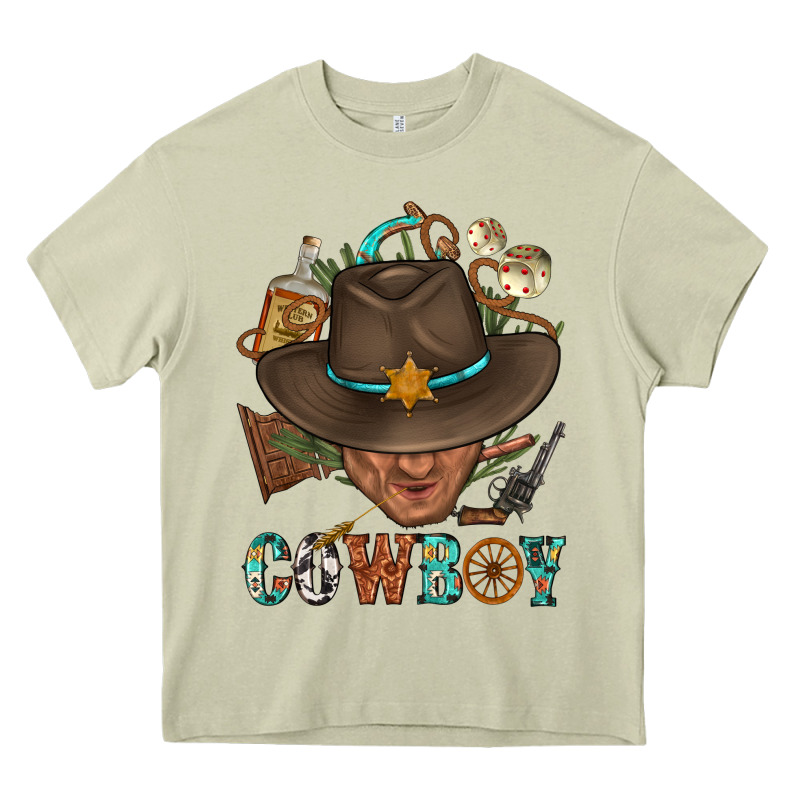 Western Cowboy Portrait With Cactus Heavy Core Tee by BundleAndBundleShop | Teevron