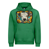 Emerald white scottish calf with sunflowers western  background Urban Hoodie - BarkalooDesign