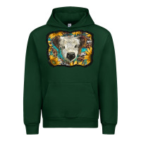 Forest Green white scottish calf with sunflowers western  background Urban Hoodie - BarkalooDesign