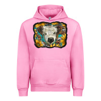 Fuchsia Pink white scottish calf with sunflowers western  background Urban Hoodie - BarkalooDesign