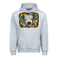 Heather Grey white scottish calf with sunflowers western  background Urban Hoodie - BarkalooDesign
