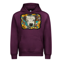 Mauve Wine white scottish calf with sunflowers western  background Urban Hoodie - BarkalooDesign