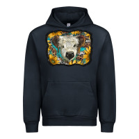 Navy white scottish calf with sunflowers western  background Urban Hoodie - BarkalooDesign