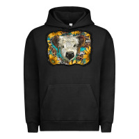 Pigment Black white scottish calf with sunflowers western  background Urban Hoodie - BarkalooDesign