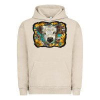 Pigment French Oak white scottish calf with sunflowers western  background Urban Hoodie - BarkalooDesign