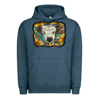 Pigment Midnight Navy white scottish calf with sunflowers western  background Urban Hoodie - BarkalooDesign