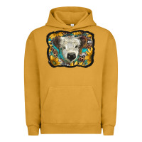Pigment Peanut Butter white scottish calf with sunflowers western  background Urban Hoodie - BarkalooDesign