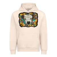 Sandshell white scottish calf with sunflowers western  background Urban Hoodie - BarkalooDesign