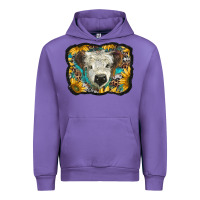 Tulip white scottish calf with sunflowers western  background Urban Hoodie - BarkalooDesign