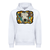 White white scottish calf with sunflowers western  background Urban Hoodie - BarkalooDesign