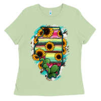 Matcha Illinois Map Sunflower Cactus Serape Ladies Tee - RanaPortraitStore