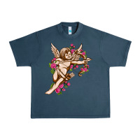 Midnight Navy Cupid with rose Valentine's Day Urban Heavy Tee - HowdyJamesFarm
