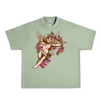 Oil Green Cupid with rose Valentine's Day Urban Heavy Tee - HowdyJamesFarm