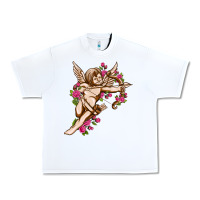 White Cupid with rose Valentine's Day Urban Heavy Tee - HowdyJamesFarm