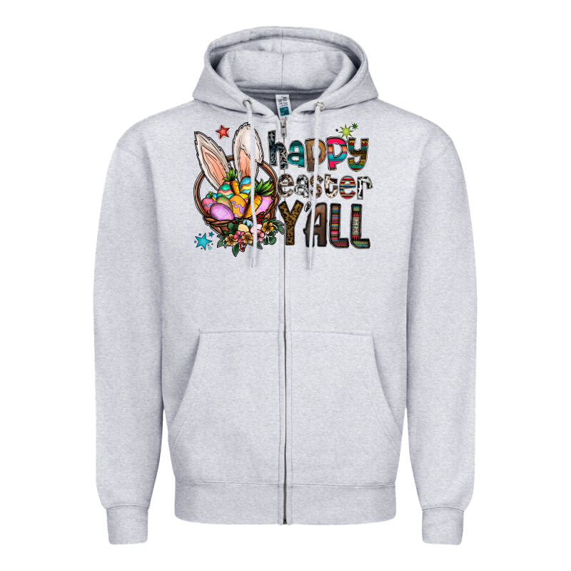 Happy Easter Y'all Zipper Hoodie by CowhideDigitalArt | Teevron