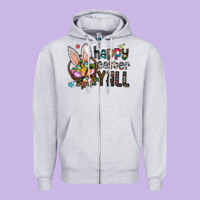 Happy Easter Y'all Zipper Hoodie Designed By Cowhidedigitalart