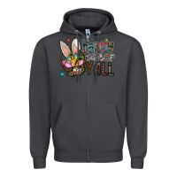 Smoke Happy Easter Y'all Zipper Hoodie - CowhideDigitalArt