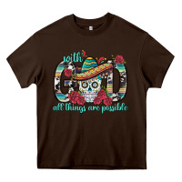 Chocolate Brown With God All Things Are Possible With Sombrero Sku Heavy Core Tee - BundleAndBundleShop