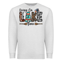 Oatmeal Heather living on lake time Premium Sweatshirt - CowhideDigitalArt