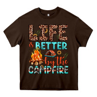 Chocolate Brown life is better by the campfire Heavy Core Tee - JahusDesignShop