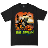 Black Happy Halloween With Black Cat Premium Tee - LillyAllenDesigns