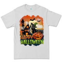 Dove Grey Happy Halloween With Black Cat Premium Tee - LillyAllenDesigns