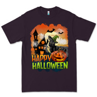 Plum Happy Halloween With Black Cat Premium Tee - LillyAllenDesigns