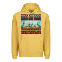 Antique Gold teepe tent dreamcatcher totem pole seamless patter Premium Hoodie - FaDigitalArtStudio
