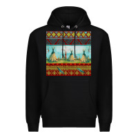 Black teepe tent dreamcatcher totem pole seamless patter Premium Hoodie - FaDigitalArtStudio