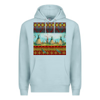 Blue Mist teepe tent dreamcatcher totem pole seamless patter Premium Hoodie - FaDigitalArtStudio