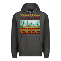 Charcoal Heather teepe tent dreamcatcher totem pole seamless patter Premium Hoodie - FaDigitalArtStudio