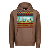 Chestnut teepe tent dreamcatcher totem pole seamless patter Premium Hoodie - FaDigitalArtStudio