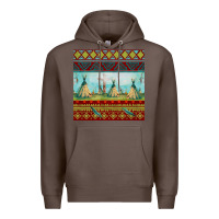 Coffee teepe tent dreamcatcher totem pole seamless patter Premium Hoodie - FaDigitalArtStudio