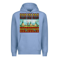 Colony Blue teepe tent dreamcatcher totem pole seamless patter Premium Hoodie - FaDigitalArtStudio