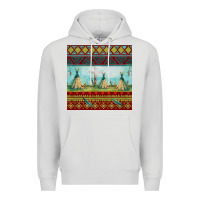 Dove Grey teepe tent dreamcatcher totem pole seamless patter Premium Hoodie - FaDigitalArtStudio